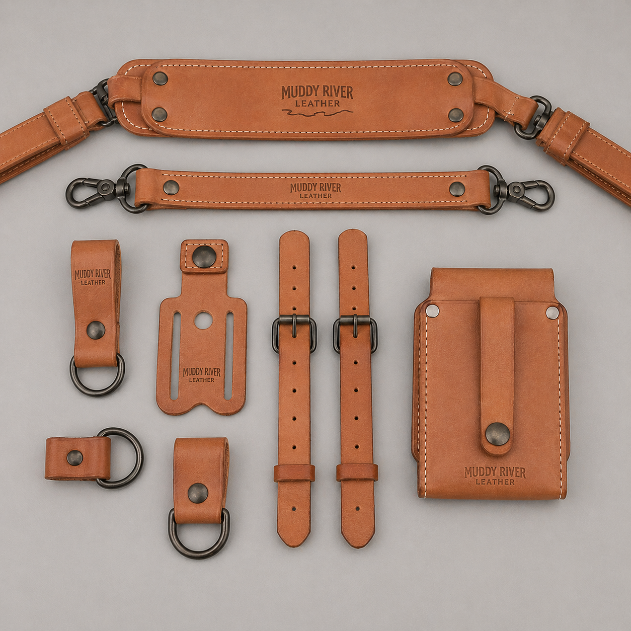 Chestnut leather straps and accessories